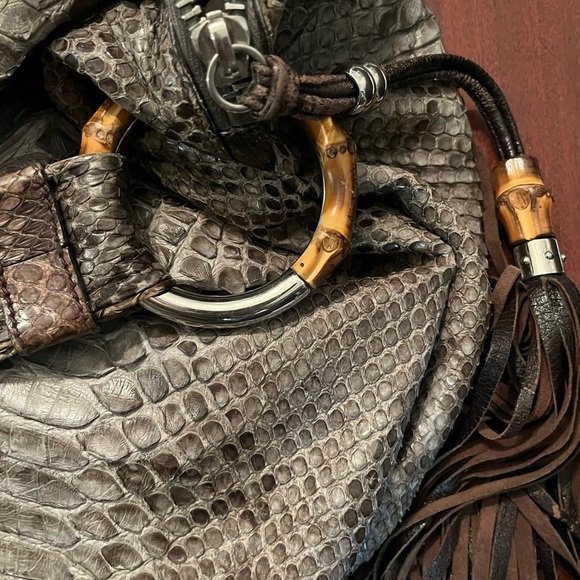 Gucci Jungle Hobo Python Large Shoulder Bag Tassels Snake Print Luxury Bag - Picture 10 of 15